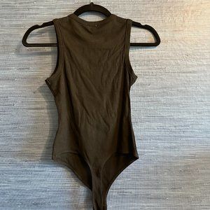 Le Lis Black Ribbed Tank Bodysuit